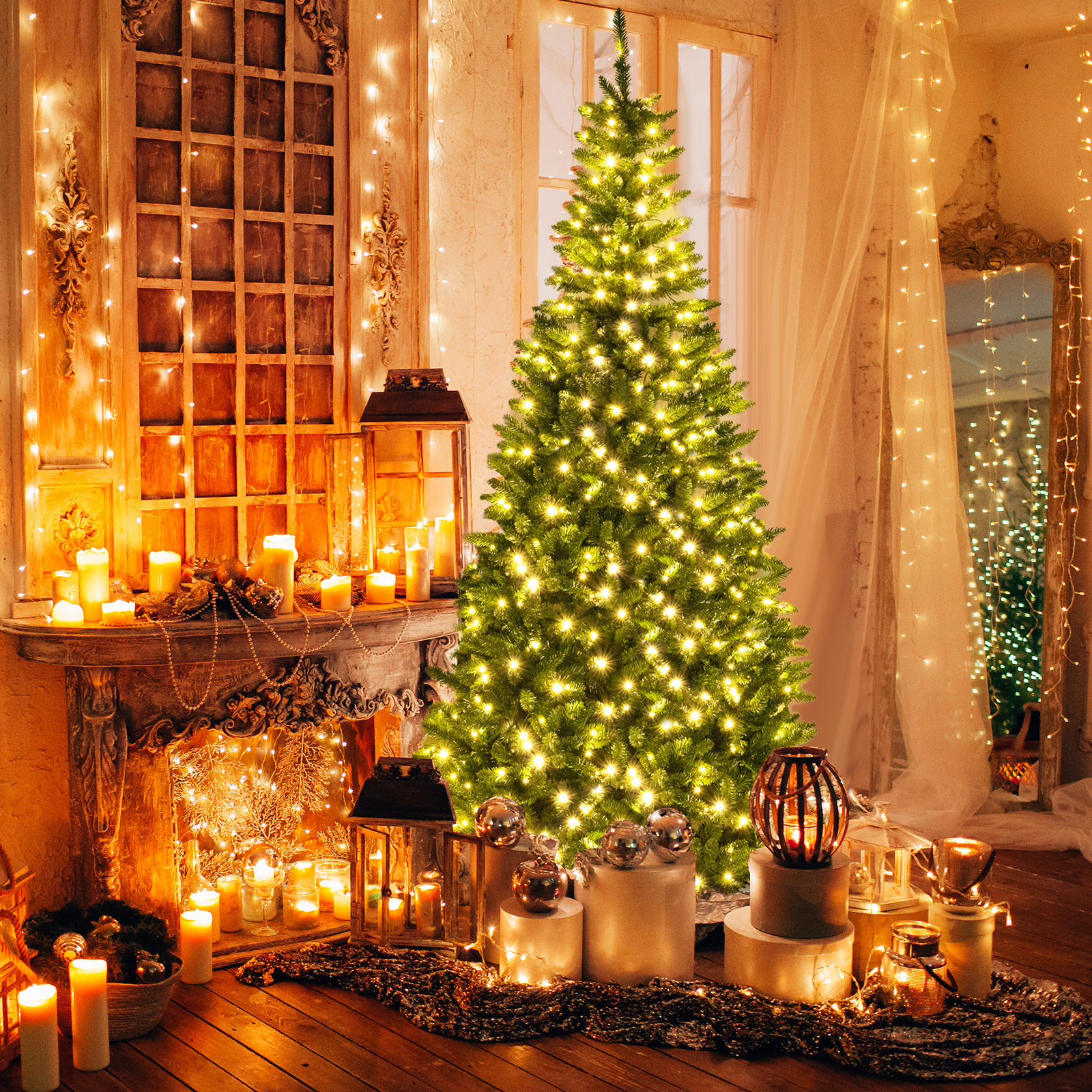 The Holiday Aisle® 8 Ft Artificial Xmas Tree 270° Christmas Tree